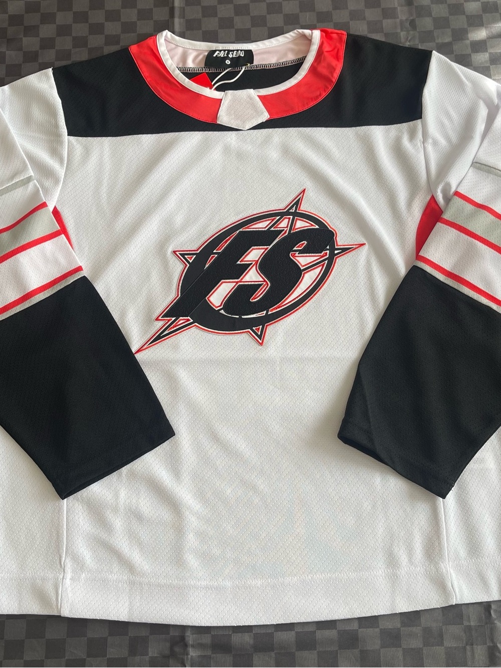 Full send X nelk boys white hockey jersey